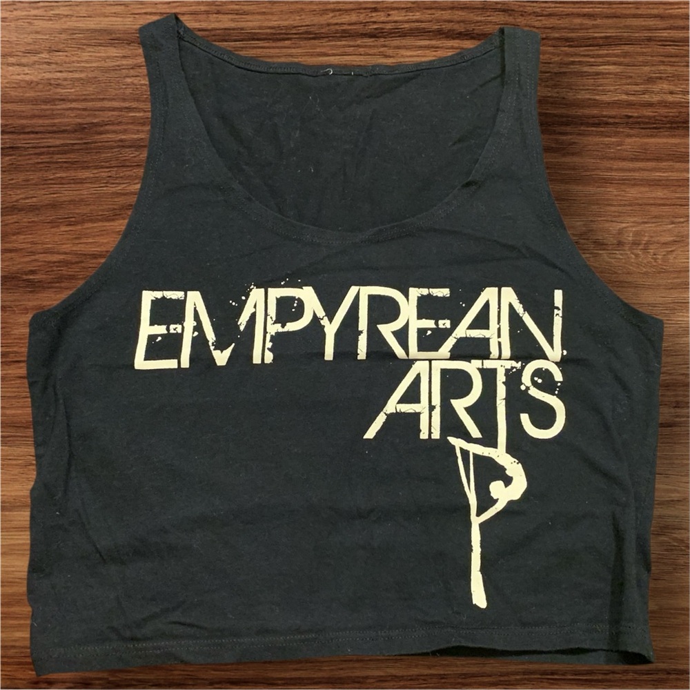 🙌 2/$55 Empyrean Arts Studio Brand Logo Crop Flowy Muscle Tank Top Black Small